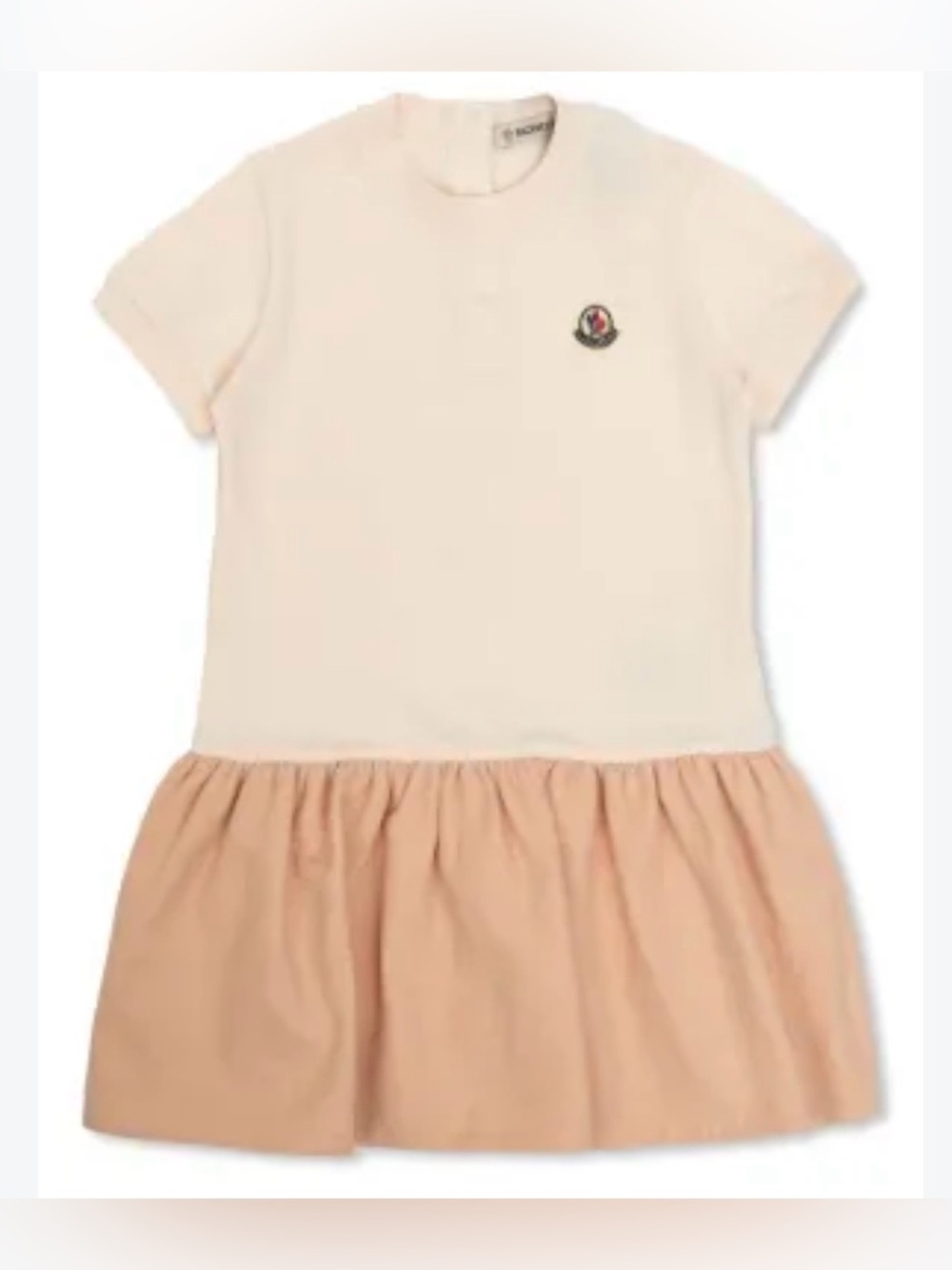 Moncler Cream and Peach Short-Sleeve Two-Tone Girls Dress